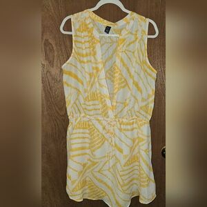 GAP Yellow & White Printed Sleeveless Romper
